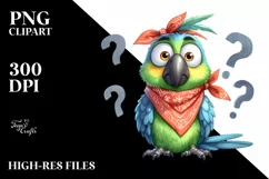 Confused Parrot Bandana Watercolor Clipart Product Image 1