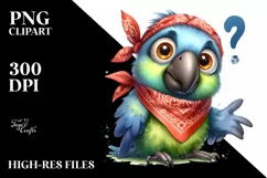 Confused Parrot Bandana Watercolor Clipart Product Image 1