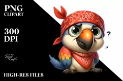 Confused Parrot Bandana Watercolor Clipart Product Image 3