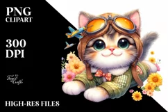 Cute Baby Kitten Aviator Suit | Sublimation Clipart Product Image 3