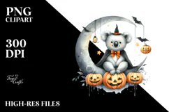 Halloween Koala on Moon, Transparent PNG Product Image 2