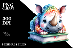 Cute Rhino Book | Sublimation | Clipart Product Image 2