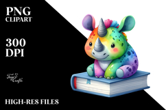 Cute Rhino Book | Sublimation | Clipart Product Image 2
