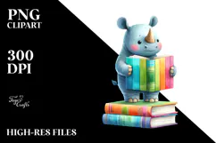 Colorful Cute Rhino Watercolor Clipart Product Image 2