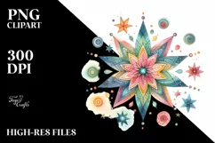 Colorful Pastel Star Watercolor Clipart Product Image 3