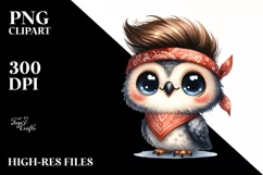 Baby Owl Standing with Bandana Clipart Product Image 3