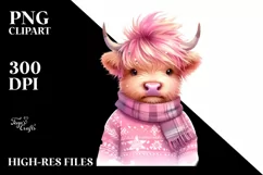 Pink Highland Cow, PNG Product Image 2