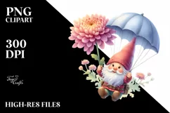 Watercolor Cute Gnome Air & Chrysanthemum Parachute Product Image 3
