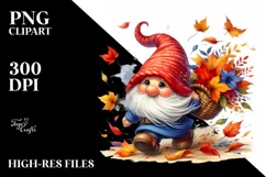 Colorful Gnome with Autumn Leaves PNG Product Image 3