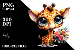 Baby Giraffe Eyes Watercolor Clipart Product Image 2