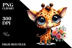 Baby Giraffe Eyes Watercolor Clipart Product Image 1