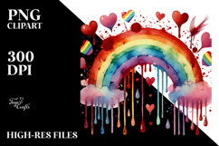 Smiling Rainbow with Blood and Hearts, PNG Product Image 2