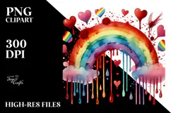Smiling Rainbow with Blood and Hearts, PNG Product Image 2