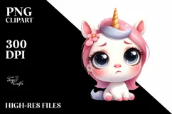 Confused Baby Unicorn, Transparent PNG Product Image 1
