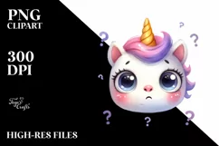 Confused Baby Unicorn, Transparent PNG Product Image 3