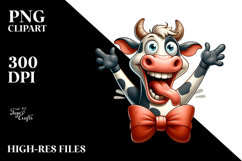 Whimsical Cow with Bow Tie PNG Product Image 2
