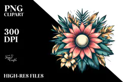 Retro Tropical Flower Island Clipart Product Image 2