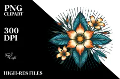 Retro Tropical Flower Island Clipart Product Image 2