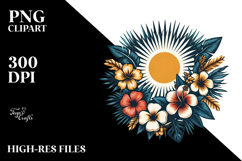 Retro Tropical Flower Island Clipart Product Image 2