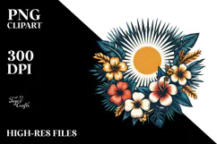 Retro Tropical Flower Island Clipart Product Image 2