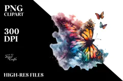Grunge Bird with Butterflies, PNG Product Image 2