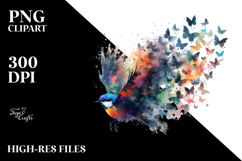 Colorful Bird Butterfly Silhouettes PNG Product Image 2