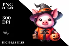 Vibrant Cute Baby Pig Halloween Clipart Product Image 3