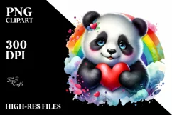Baby Panda Holding Heart PNG Product Image 2