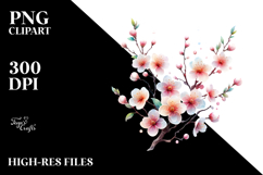 Cherry Blossom with Watercolor Splash PNG Product Image 2