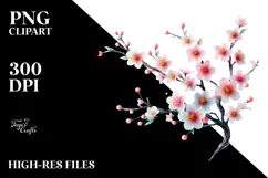 Cherry Blossom with Watercolor Splash PNG Product Image 2