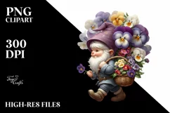 bouquet Small Gnome Digital Painting Clipart Product Image 1
