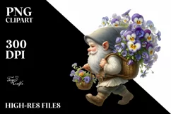 bouquet Small Gnome Digital Painting Clipart Product Image 1
