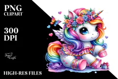 Cute Baby Unicorn Playing PNG Product Image 2