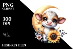 Cow with Sunflower Moon PNG Product Image 2