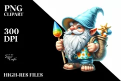 Beach Gnome Digital Painting | Sublimation | Clipart Product Image 1