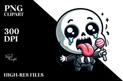 Cute Sugar Skull with Tongue-Out Face PNG Product Image 2