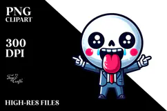 Cute Sugar Skull with Tongue-Out Face PNG Product Image 2