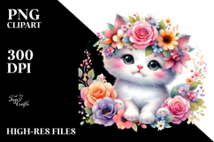 Pastel Kitten with Flower Crown | Sublimation Clipart Product Image 2
