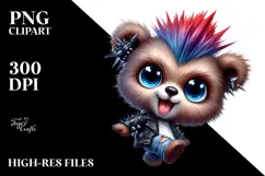 Energetic Baby Bear with Punk Look PNG Product Image 2