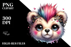 Energetic Baby Bear with Punk Look PNG Product Image 2
