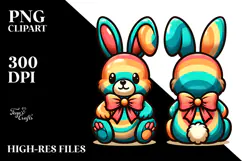 Colorful Bunny Sitting View, Transparent PNG Product Image 2