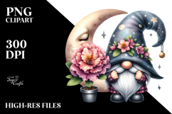 Cute Watercolor GNOME with Big Hat, Transparent PNG Product Image 2