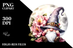 Watercolor GNOME with Rhododendron PNG Product Image 2