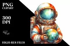 Colorful Vintage Astronaut Boy at the Beach Clipart Product Image 1
