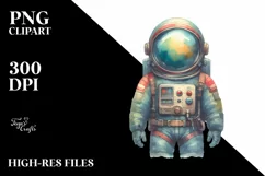 Washed Colorful Vintage Astronaut Boy | Clipart Product Image 3