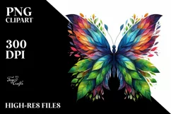 Abstract Butterfly with Plant Leaves PNG Product Image 1