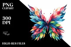 Vibrant Butterfly with Plant Leaves PNG Product Image 1