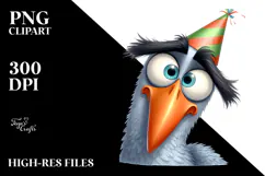 Party Bird with Party Hat PNG Product Image 2