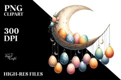 Watercolor Half Moon with Hanging Eggs PNG Product Image 2