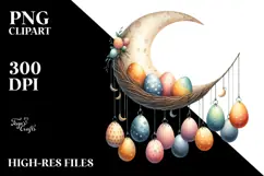Watercolor Half Moon with Hanging Eggs PNG Product Image 2